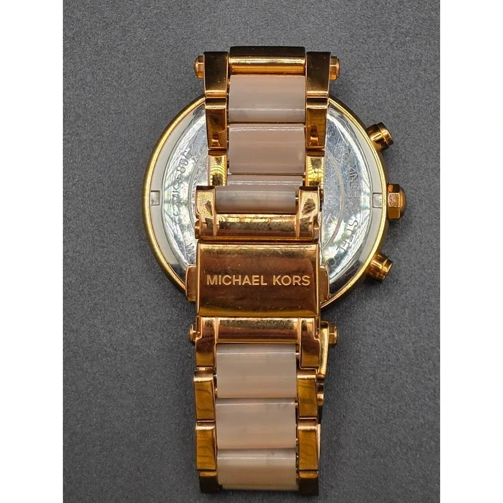 Michael Kors MK-5896‎ Parker Rose Gold Tone Blush Acetate Watch 051/012